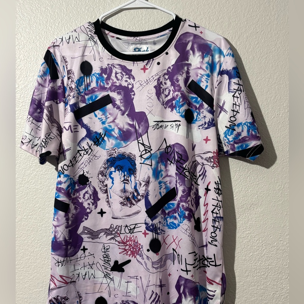 Fresh Men's Graphic Tee - Purple and Blue